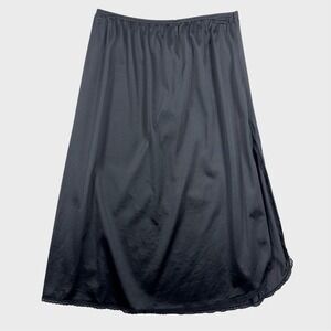 Vintage 90's minimalism Black Lace Trim‎ Slip Small Fits 28" Waist Romantic goth